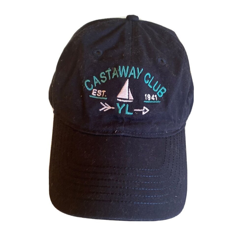 Vintage Castaway Club YL 1941 Navy Cap By Ouray Sportswear 100% Cotton Adjustabl